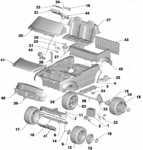 Page A Diagram and Parts List for W1070  Power Wheels Ride-On Cars